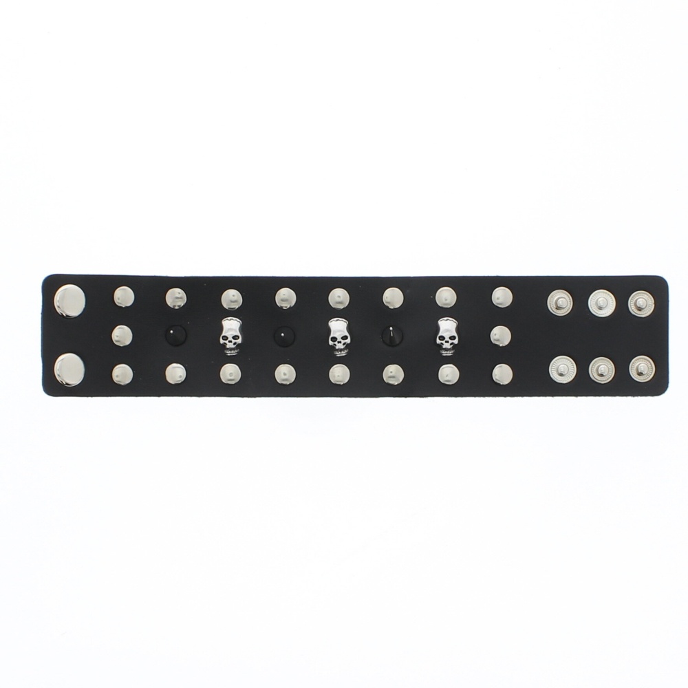 Zac's Alter Ego - PU with Skull Studs & Spikes Polsband - Zwart